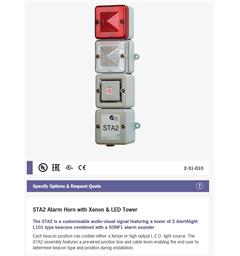 LED Alarm Tower STA2DCG 24vDC [red] with SONF1 + RED & GREEN LED Elements
